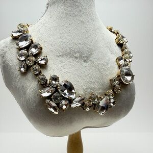 J Crew Gold and Clear Crystal Statement Necklace